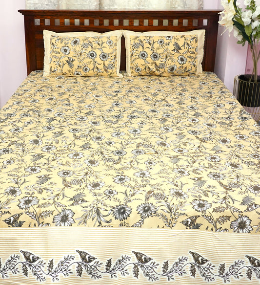 Queen Bedsheet Brown Sparrow (90x100 inches)