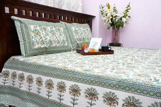 Queen Bedsheet Sage Garden (90x100 inches)