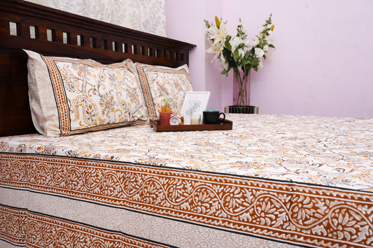 Queen Bedsheet Teracota Vines (90x100 inches)