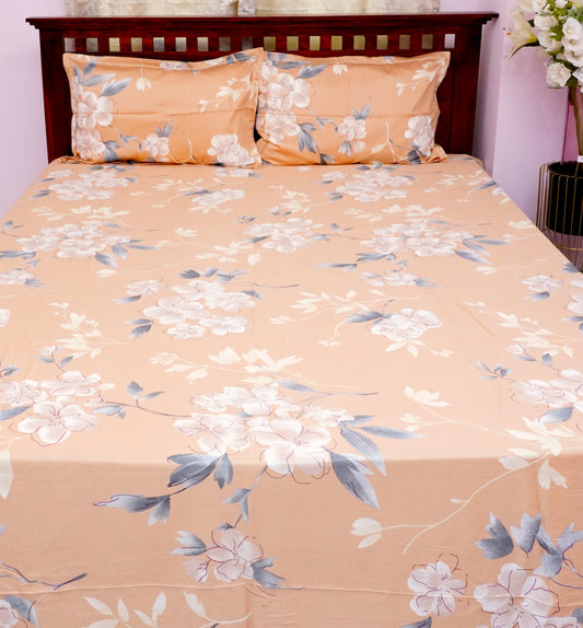 King Bedsheet Orange Bloom Cotton (108x108 inches)