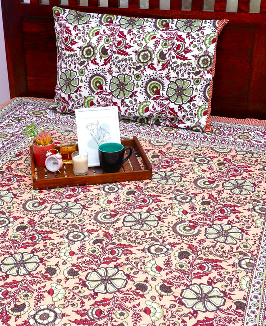 Single Bedsheet Peach Garden (60x90 inches)