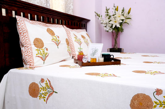 King Bedsheet Brown Marigold (100x108 inches)