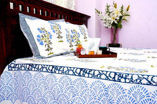 King Bedsheet Aqua Meadow (100x108 inches)