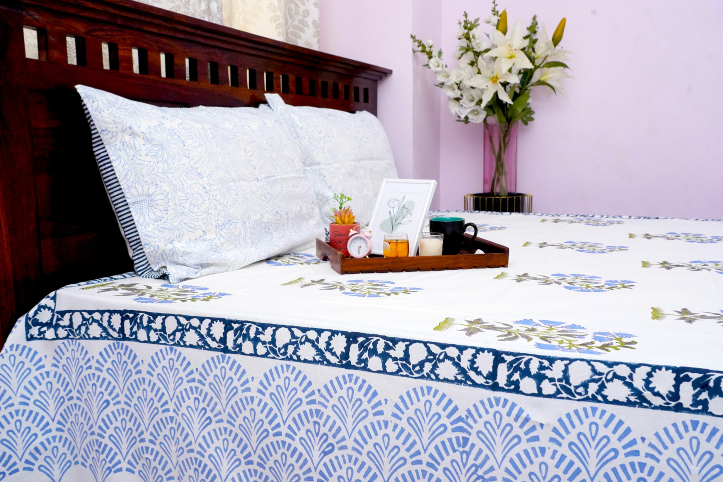 King Bedsheet Aqua Meadow (100x108 inches)