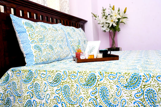 King Bedsheet Twisted Blue Vines