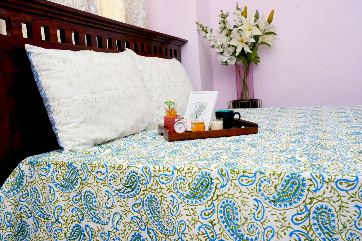 King Bedsheet Twisted Blue Vines