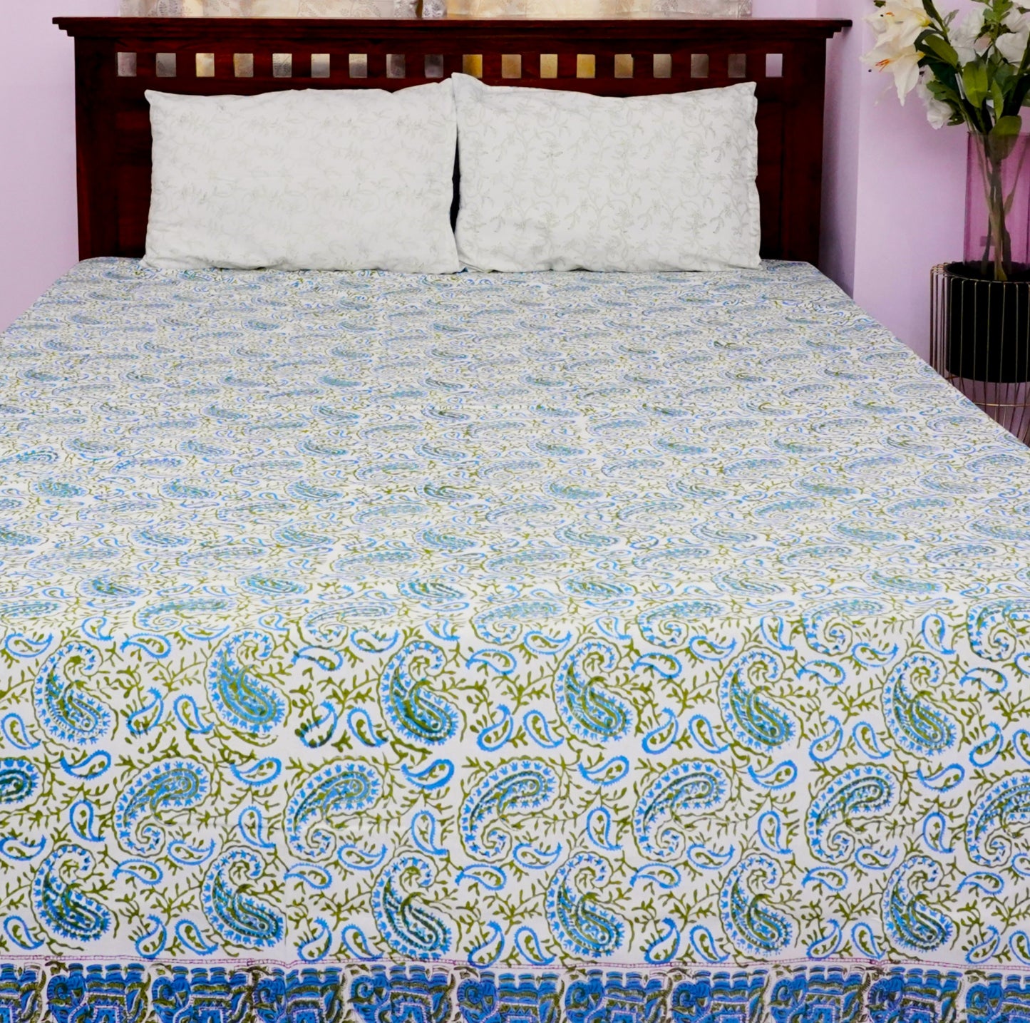King Bedsheet Twisted Blue Vines