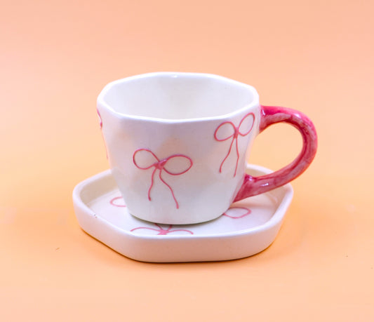 Pink Bow Cup and Saucer